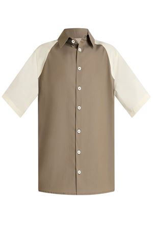 Two-tone beige and cream cotton blend shirt YES LONDON | XCM7186FANGOPANNA
